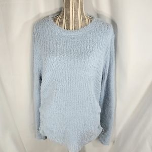 Rue 21 NEW Blue Eyelash Knit Long Sleeve Side Ruching Fuzzy Sweater Plus Size 2X